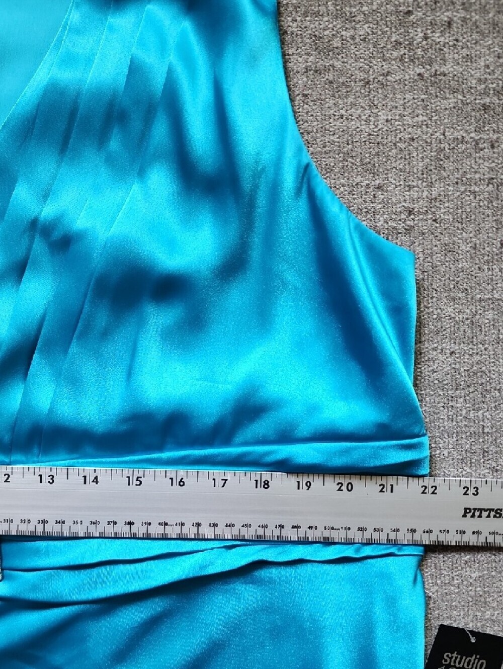 NWT Studio 1940 Turquoise Satin Rhinestone Buckle Y2K Party Top - Picture 5 of 7